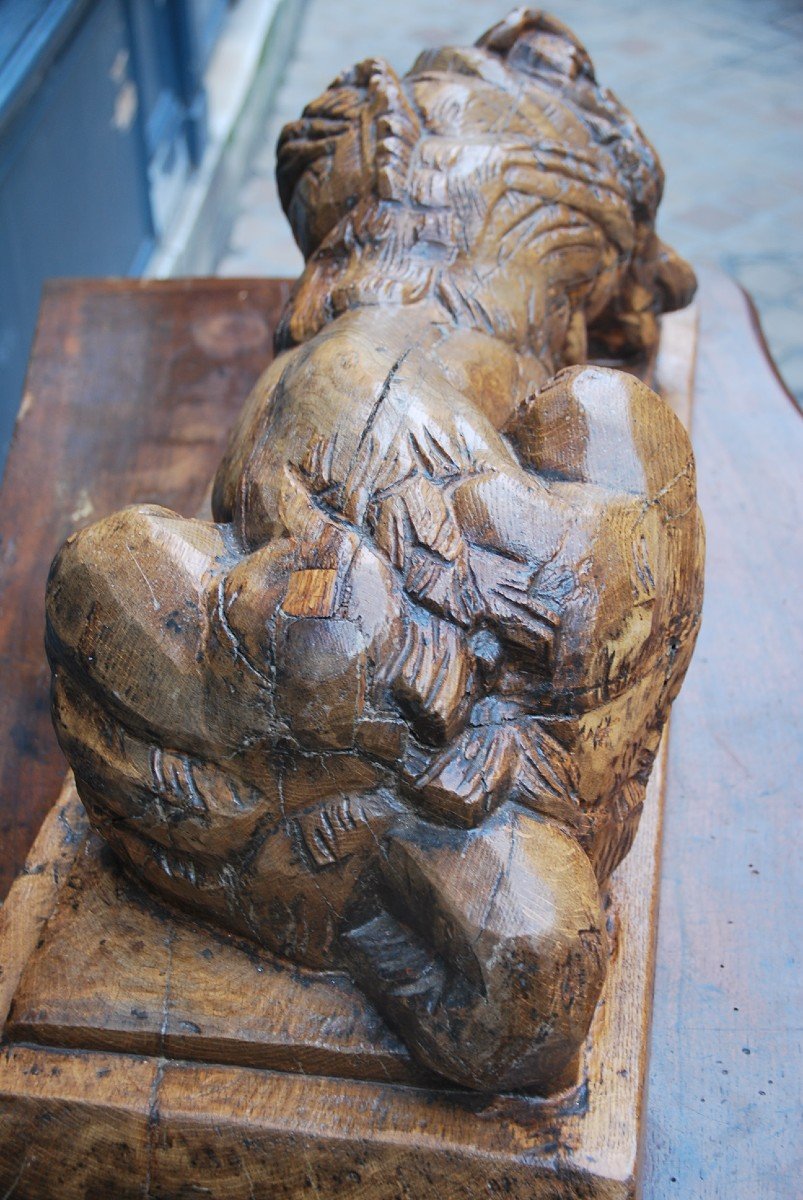 Large Wooden Sculpture Representing A Dog Signed De Bucher-photo-4