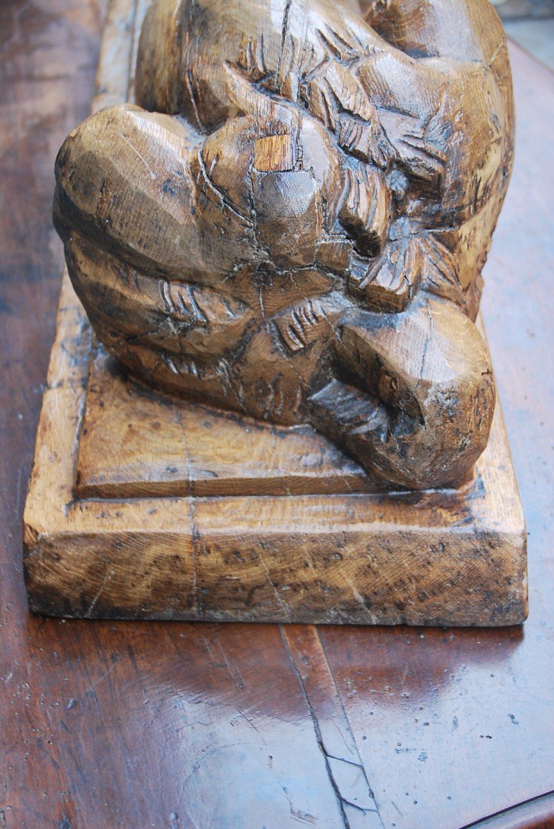Large Wooden Sculpture Representing A Dog Signed De Bucher-photo-5