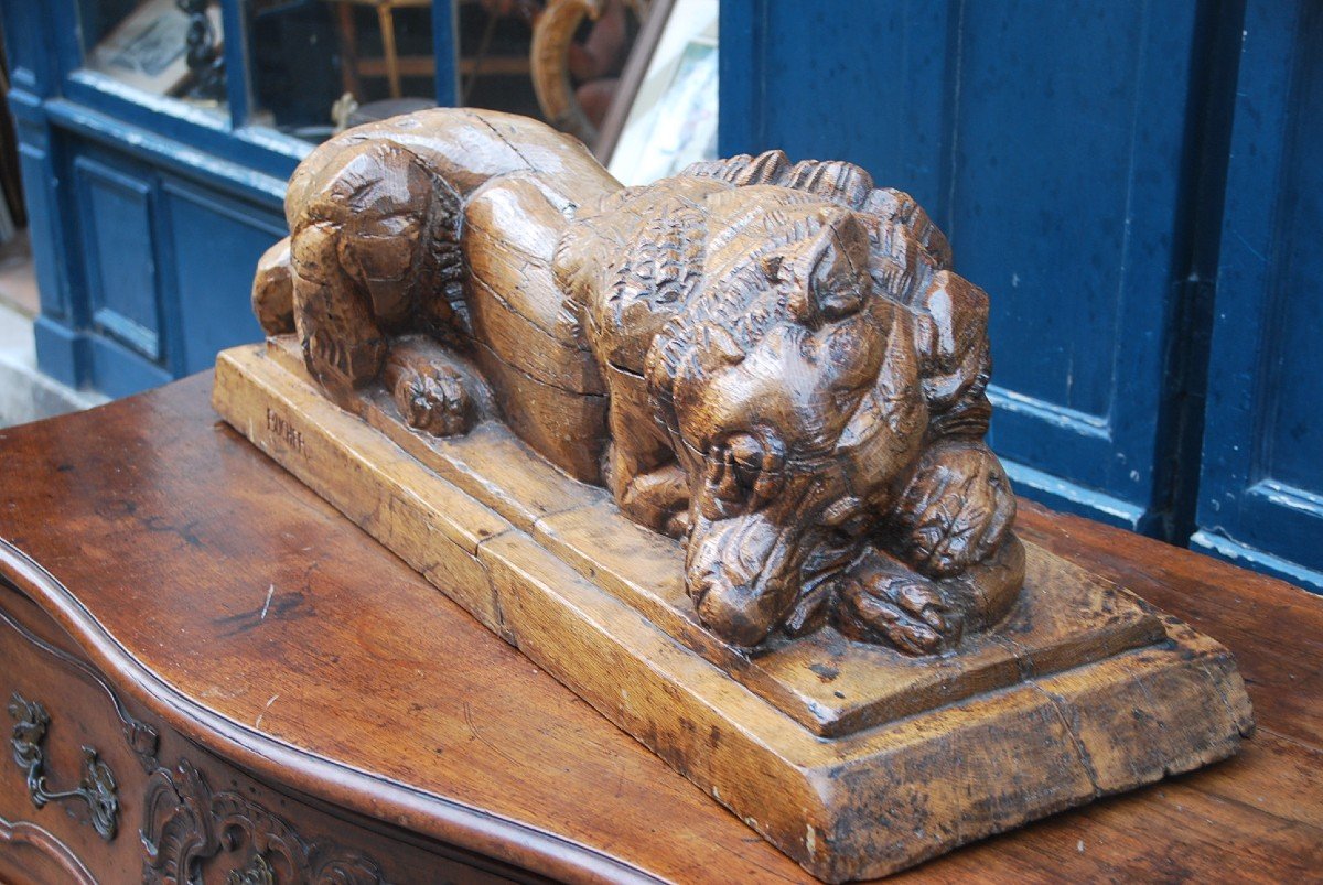 Large Wooden Sculpture Representing A Dog Signed De Bucher-photo-6