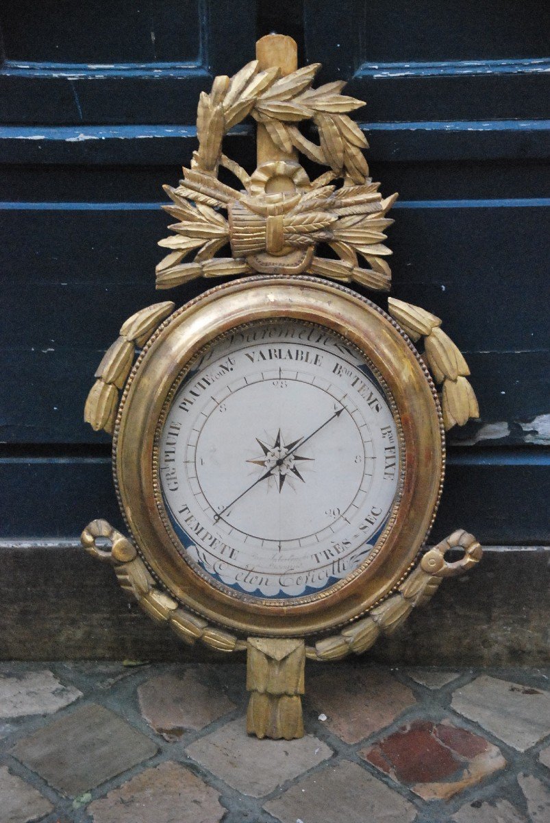 Baromètre En Bois Doré D époque Louis XVI
