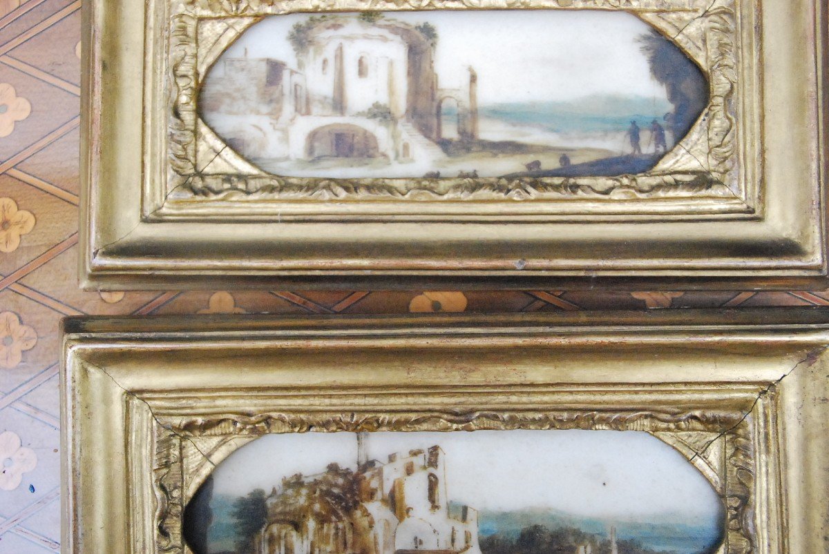 Albater Pair Of Painted Plates Italy XVIII-photo-4