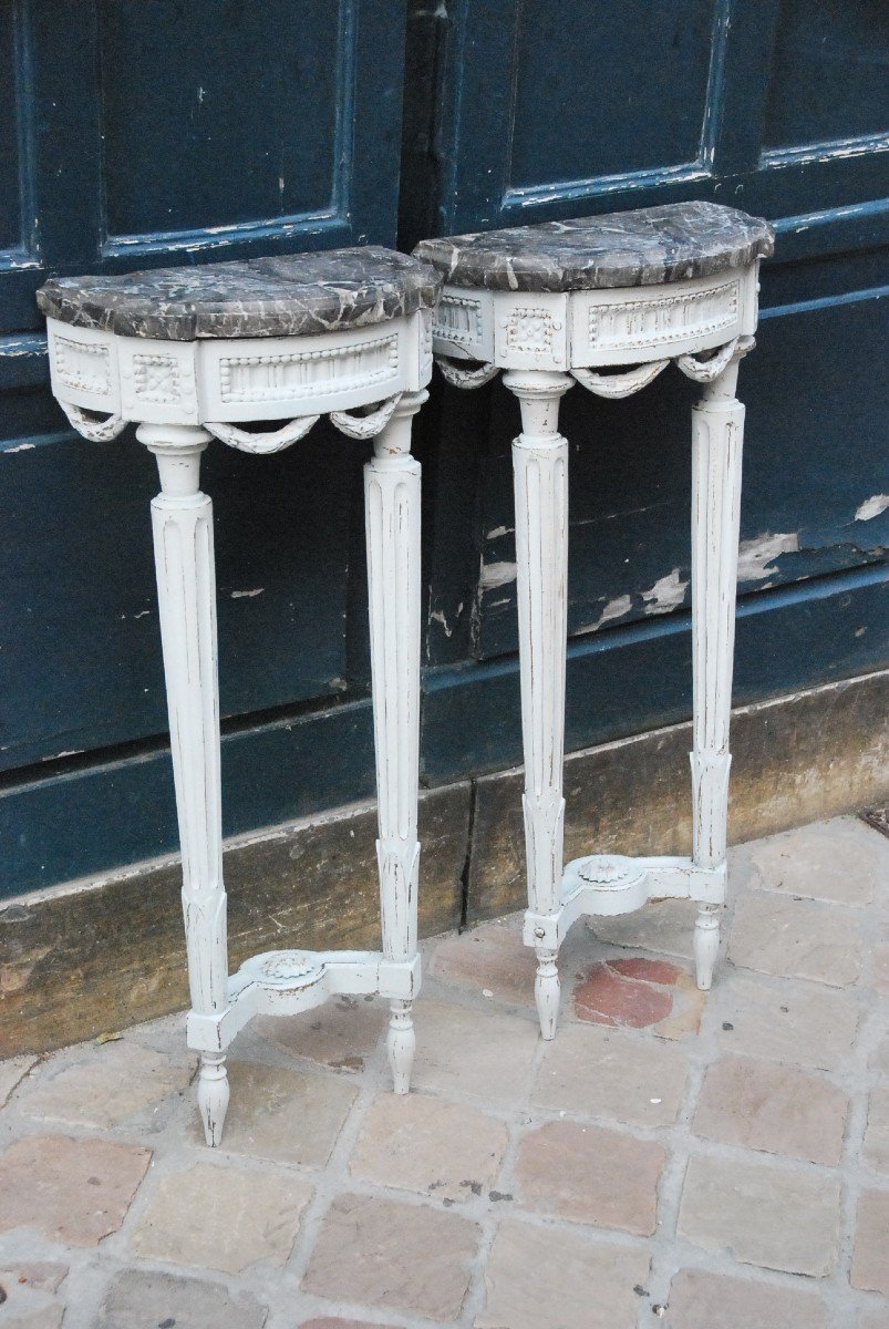 Pair Of Small Louis XVI Period Consoles-photo-4