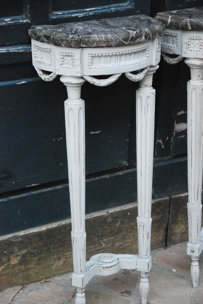 Pair Of Small Louis XVI Period Consoles-photo-1