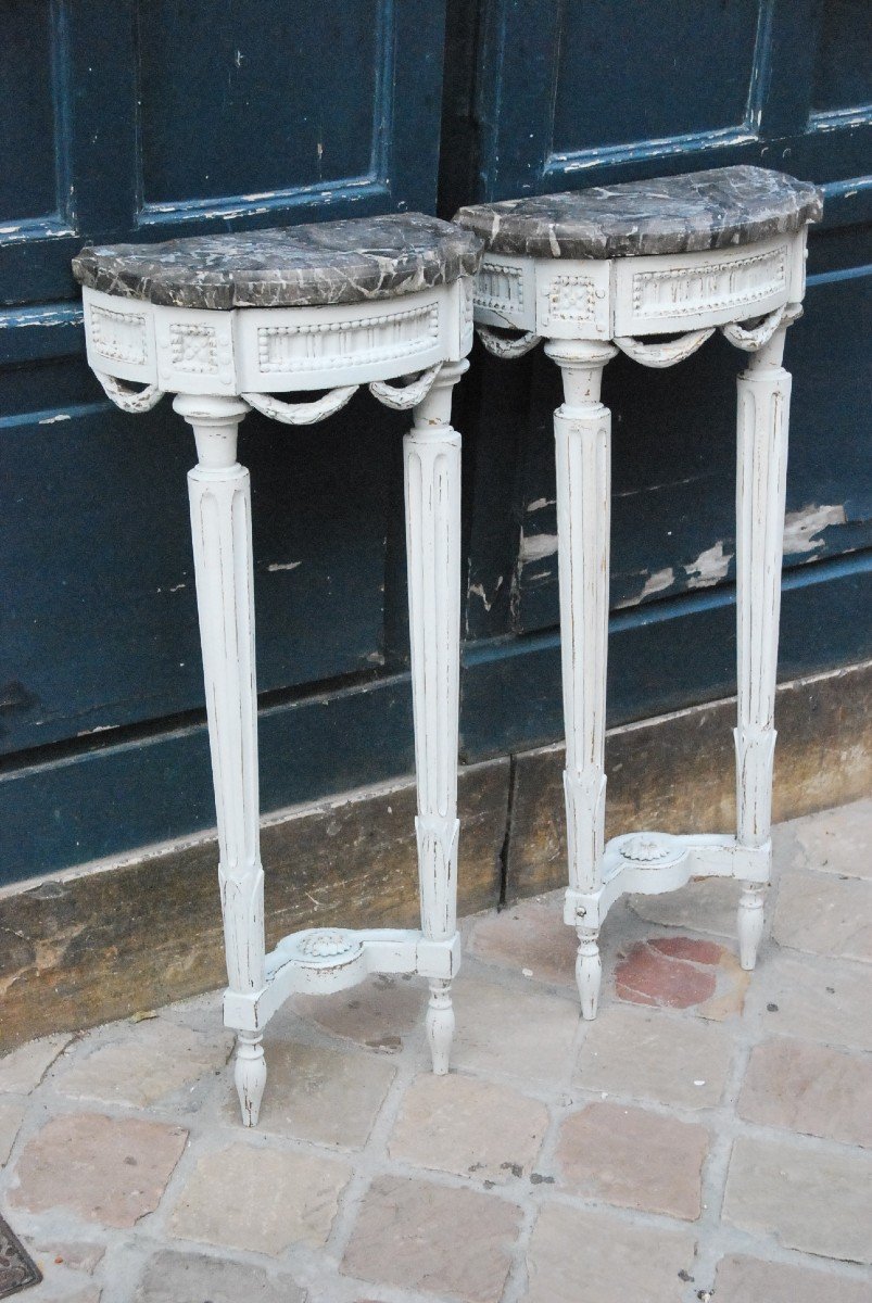 Pair Of Small Louis XVI Period Consoles-photo-3