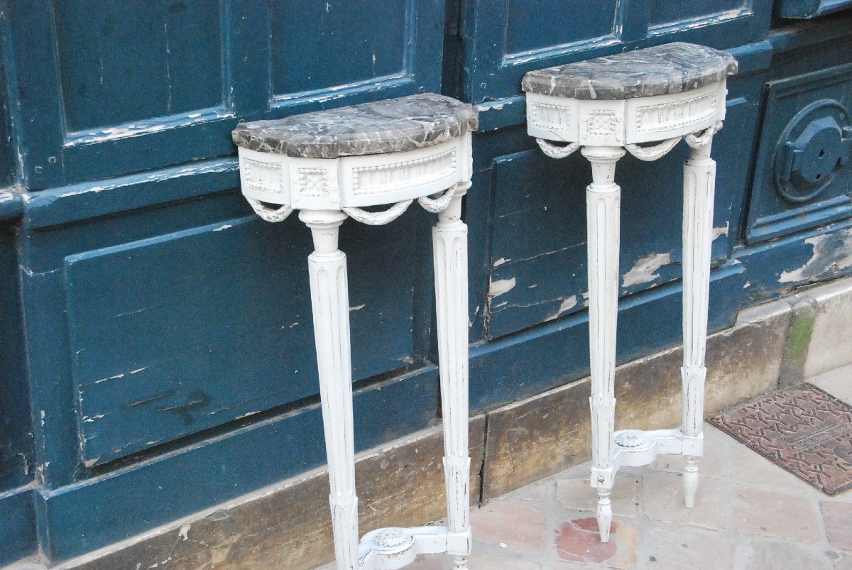 Pair Of Small Louis XVI Period Consoles-photo-4