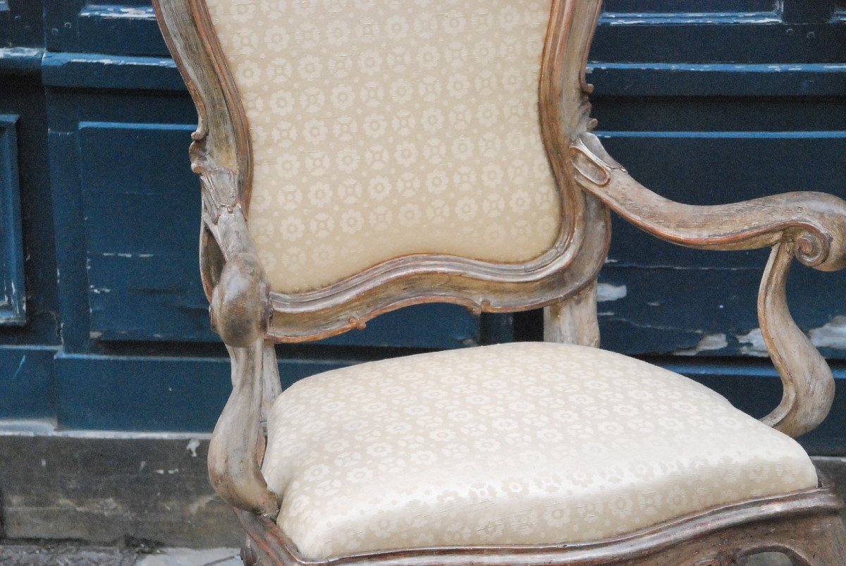 Venise , Grand Fauteuil D Apparat à Chassis Du XVIII-photo-4
