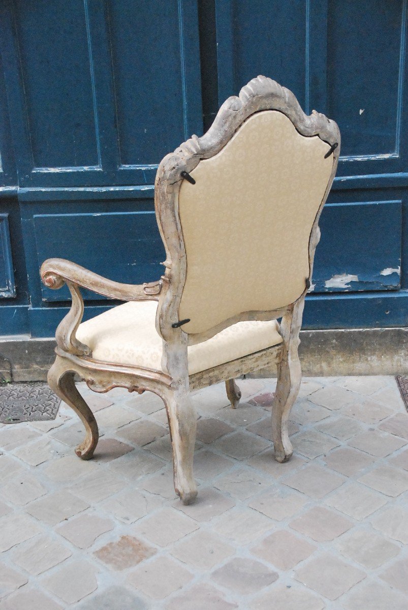 Venise , Grand Fauteuil D Apparat à Chassis Du XVIII-photo-4