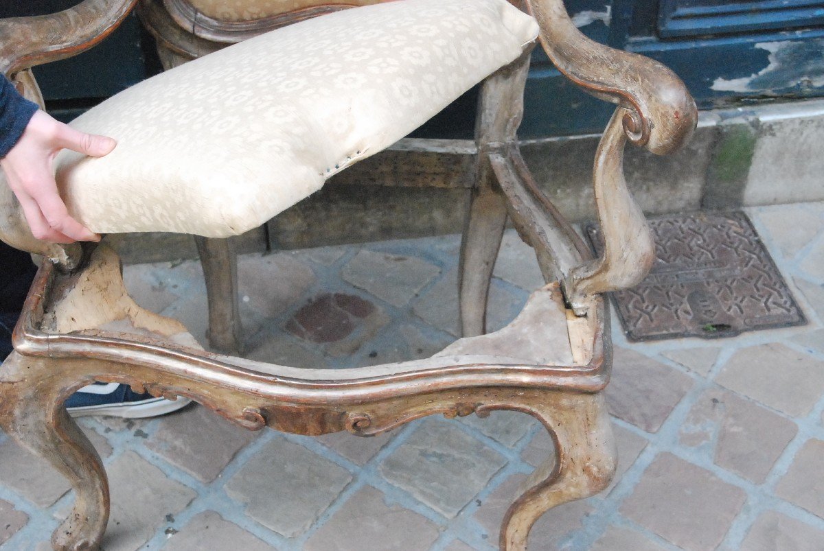 Venise , Grand Fauteuil D Apparat à Chassis Du XVIII-photo-6