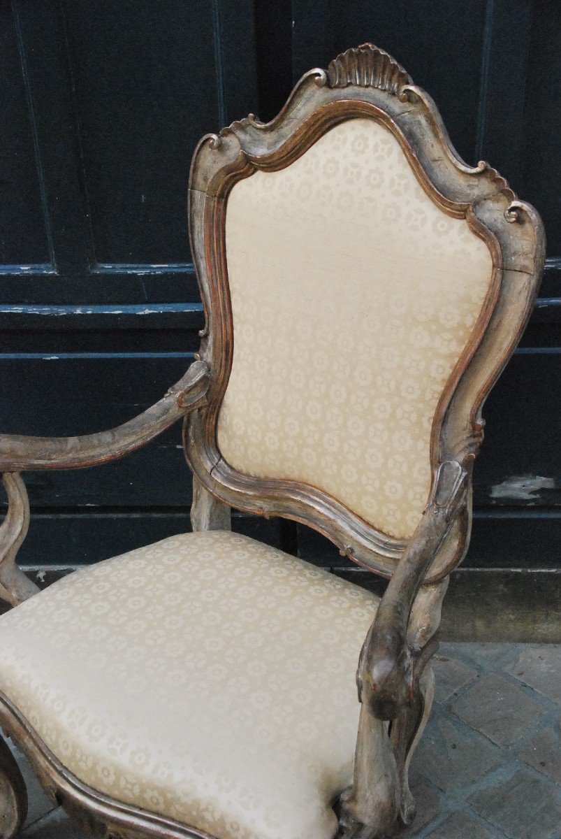 Venise , Grand Fauteuil D Apparat à Chassis Du XVIII-photo-8