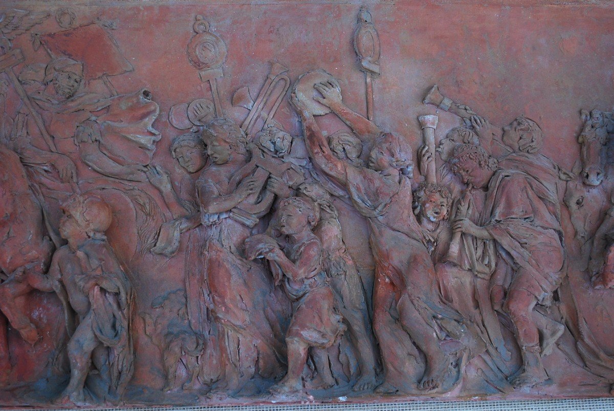 Important Antique Bas Relief In Terracotta XIX-photo-2