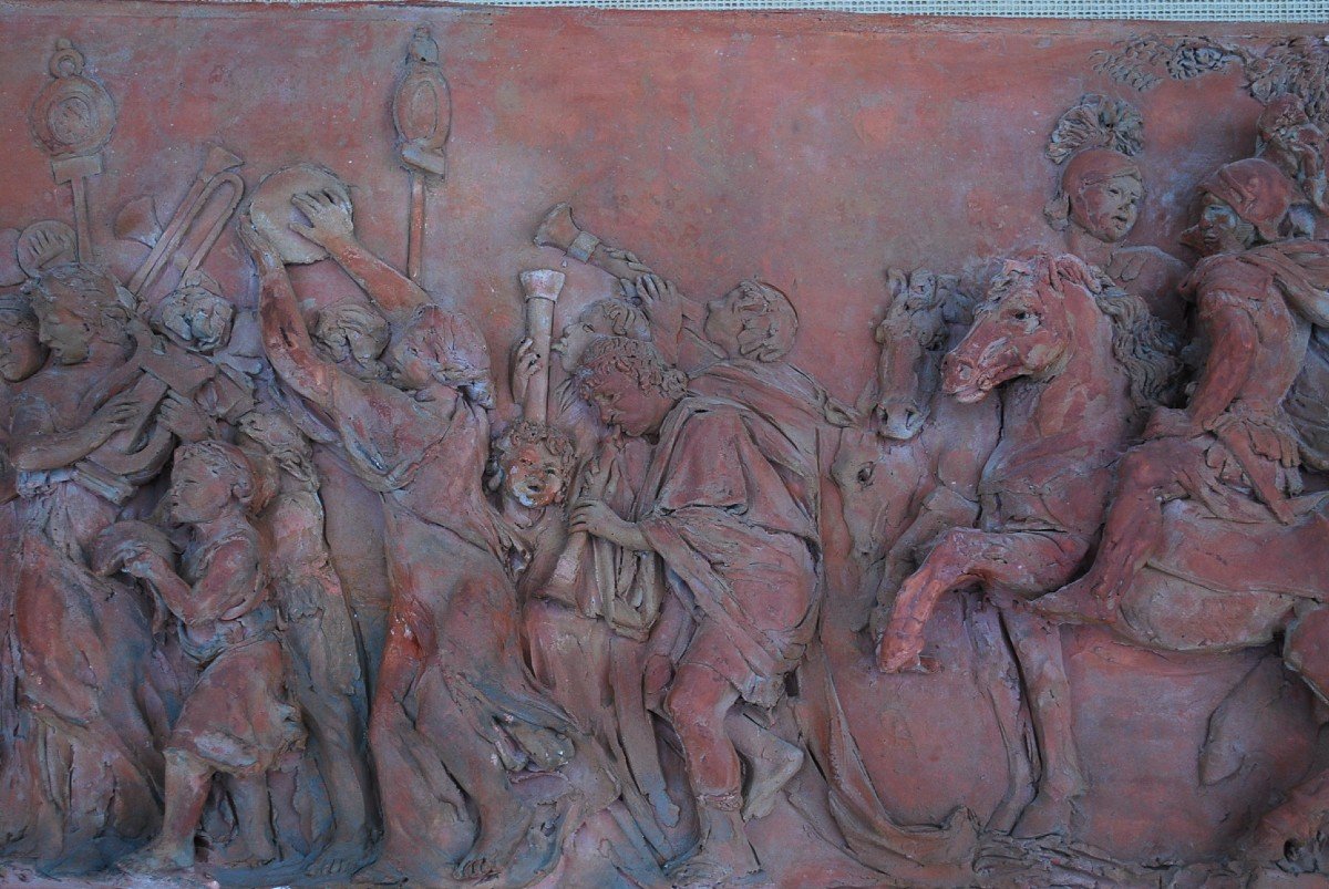 Important Antique Bas Relief In Terracotta XIX-photo-4