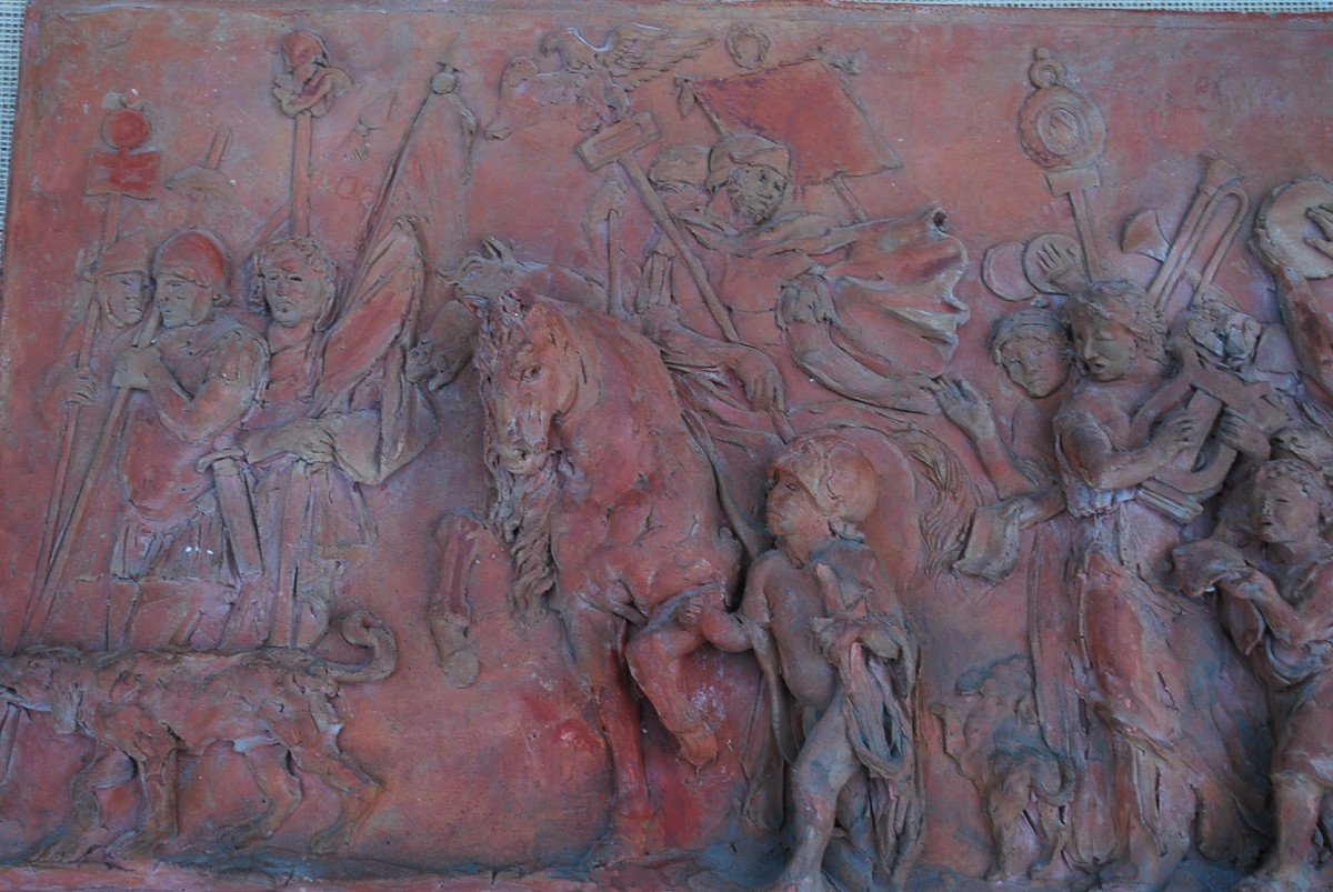 Important Antique Bas Relief In Terracotta XIX-photo-1