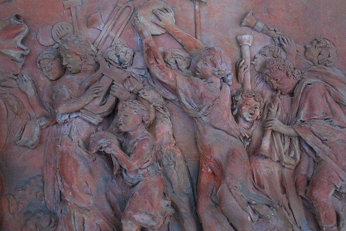 Important Antique Bas Relief In Terracotta XIX-photo-3