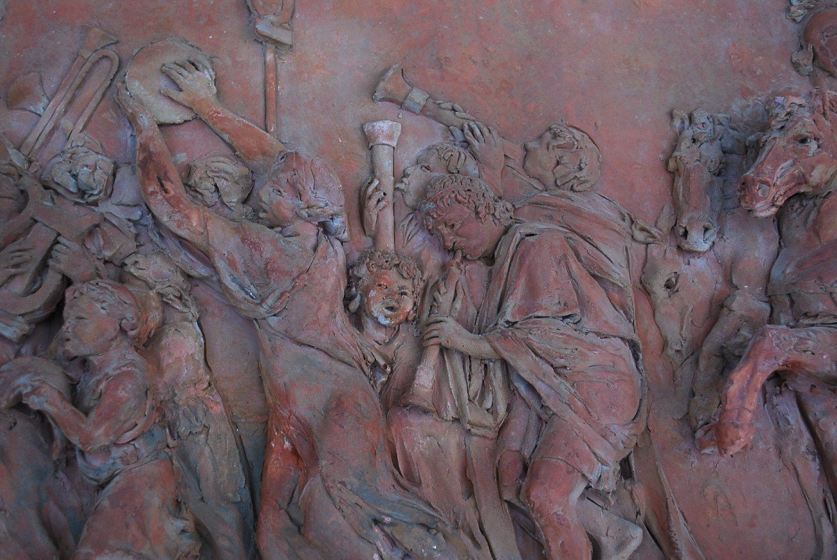 Important Antique Bas Relief In Terracotta XIX-photo-4
