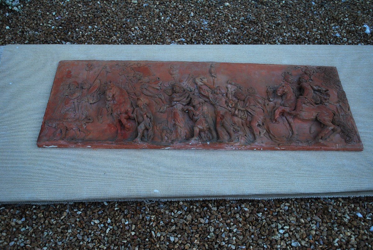 Important Antique Bas Relief In Terracotta XIX-photo-5