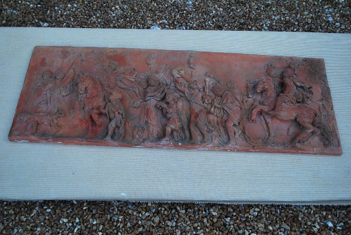 Important Antique Bas Relief In Terracotta XIX-photo-6