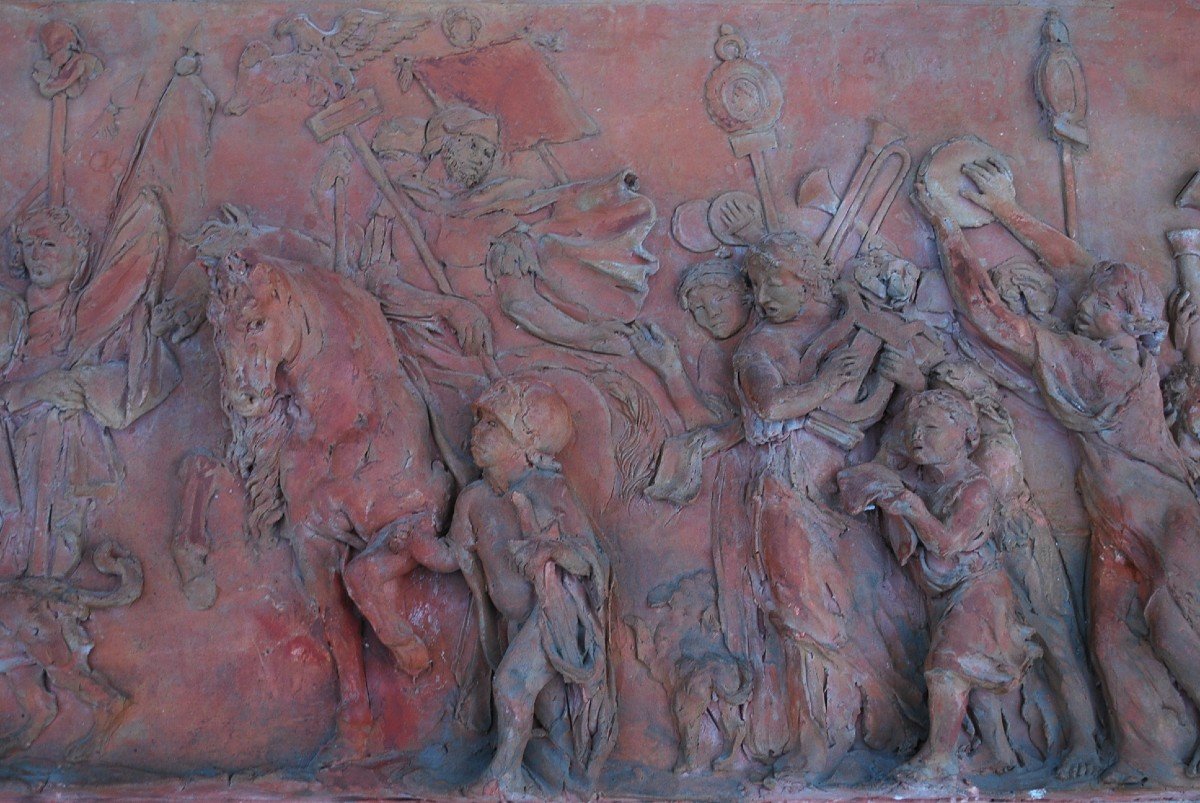 Important Antique Bas Relief In Terracotta XIX