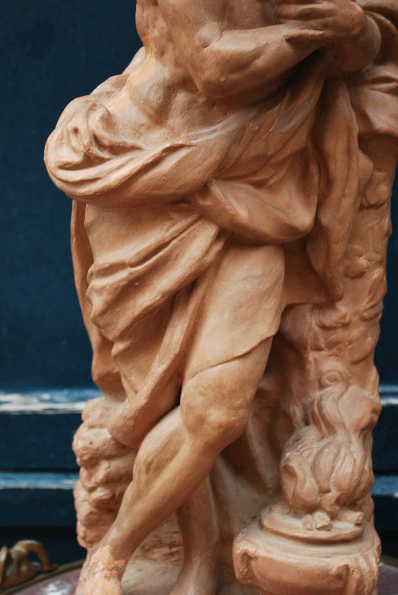 Terracotta Symbolizing Winter Style XVIII After François Girardon-photo-3