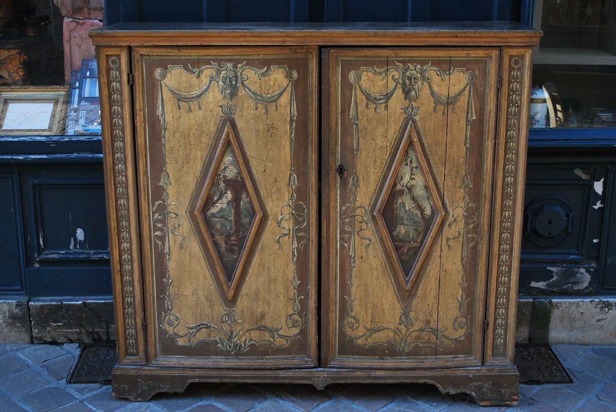 Toscane  Rare Meuble à Hauteur D Appui  Avec Ses Peintures D Origine XVIII-photo-2