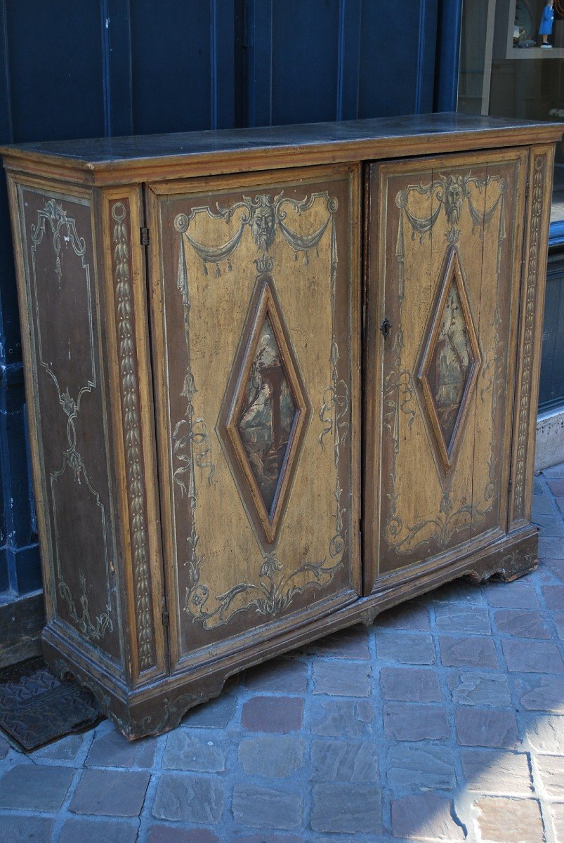 Toscane  Rare Meuble à Hauteur D Appui  Avec Ses Peintures D Origine XVIII-photo-4