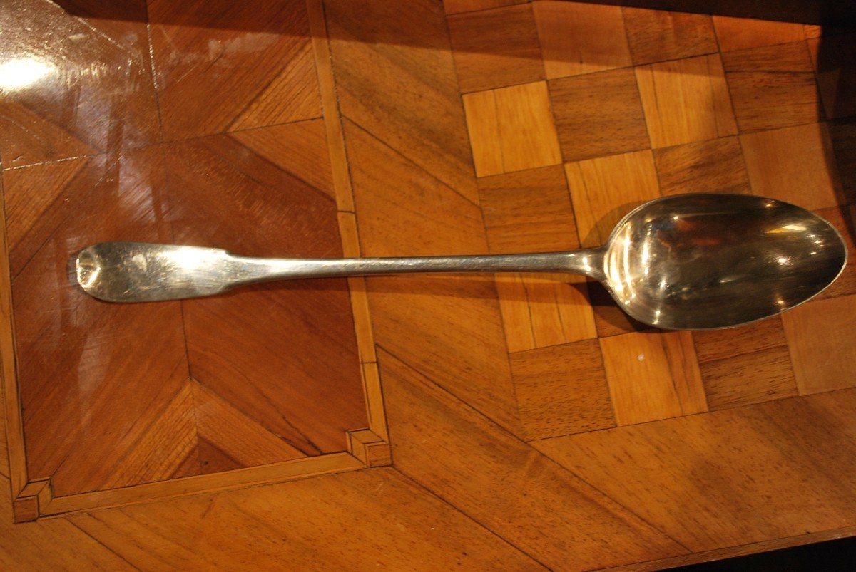 18th Century Stew Spoon, Count's Coat Of Arms-photo-4