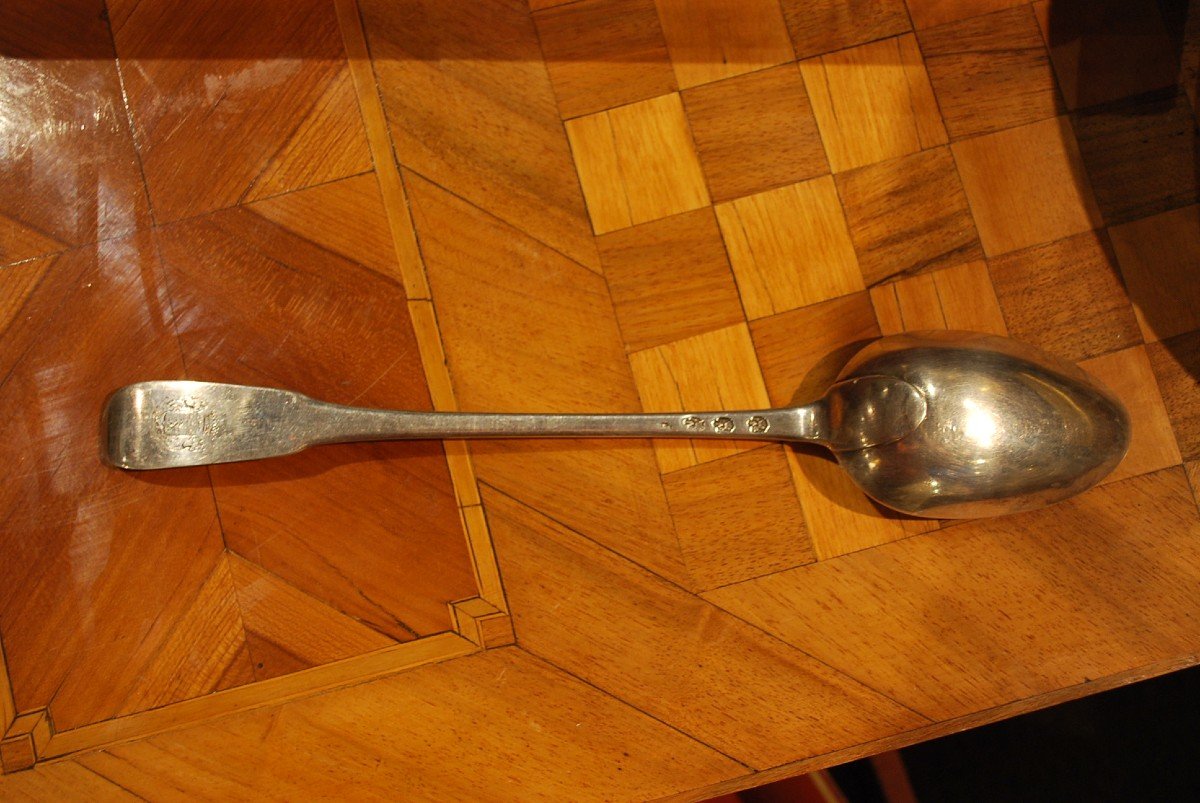 18th Century Stew Spoon, Count's Coat Of Arms-photo-1