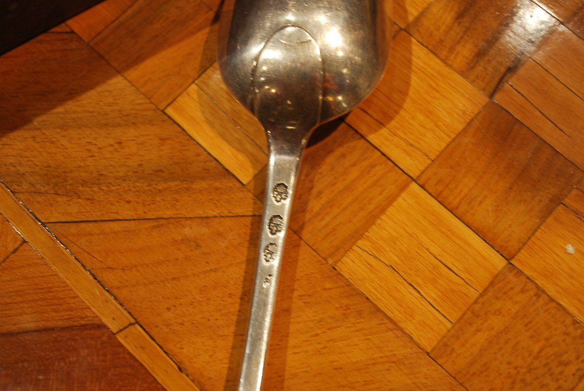 18th Century Stew Spoon, Count's Coat Of Arms-photo-5