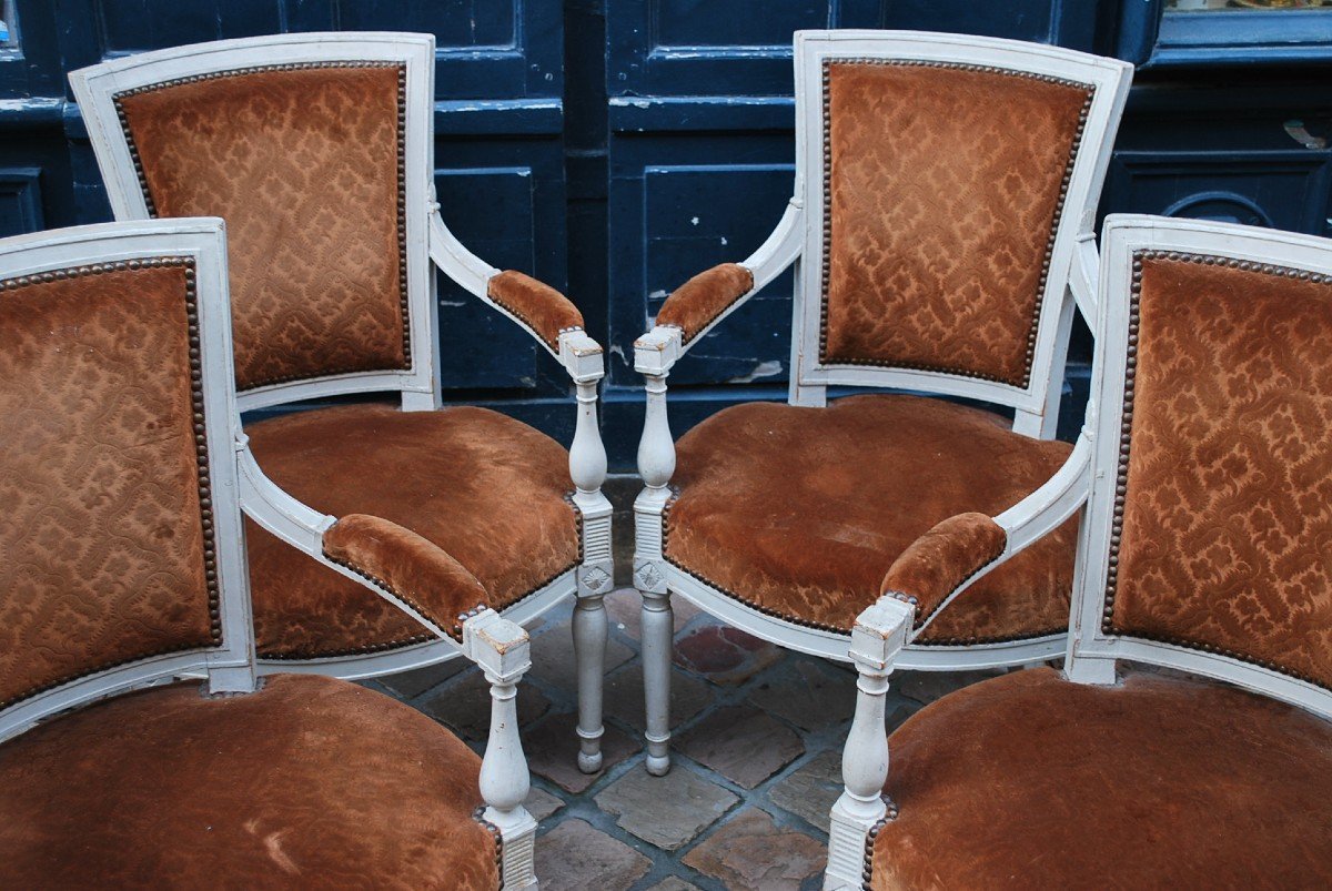 Suite De 4 Fauteuils D époque Directoire  -photo-3