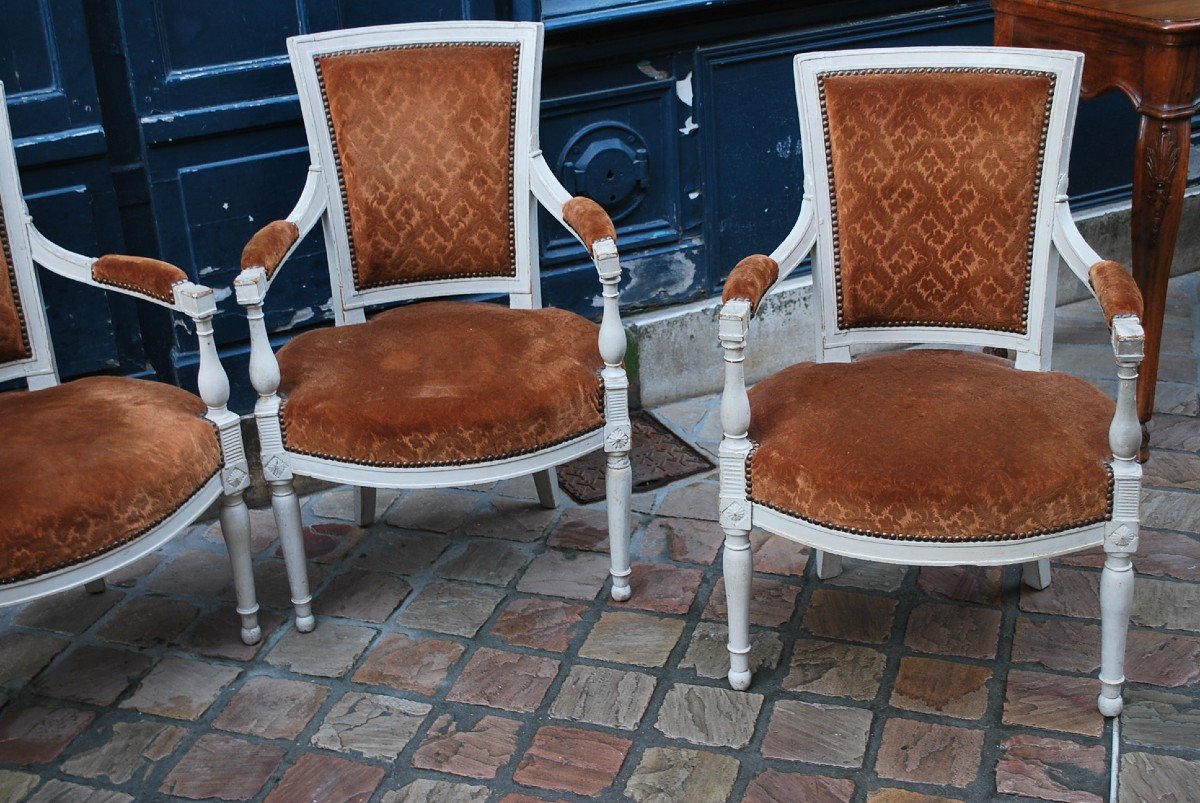 Suite De 4 Fauteuils D époque Directoire  -photo-2