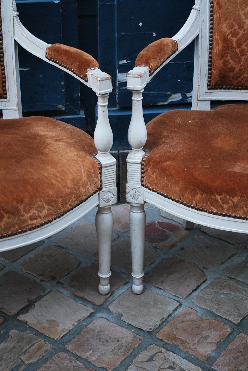 Suite De 4 Fauteuils D époque Directoire  -photo-5