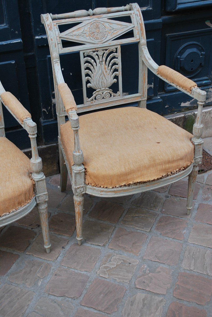 Paire De Fauteuils Laqués D époque Directoire -photo-1