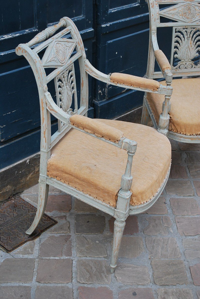 Paire De Fauteuils Laqués D époque Directoire -photo-6