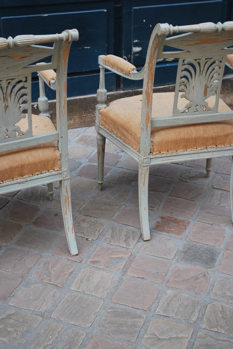 Paire De Fauteuils Laqués D époque Directoire -photo-7