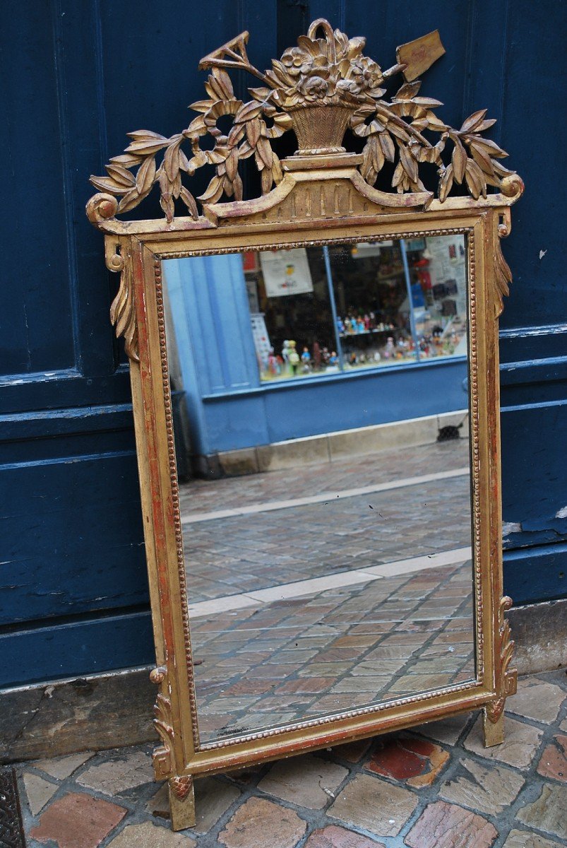 Miroir Directoire Bois Doré Attributs Du Jardin-photo-8