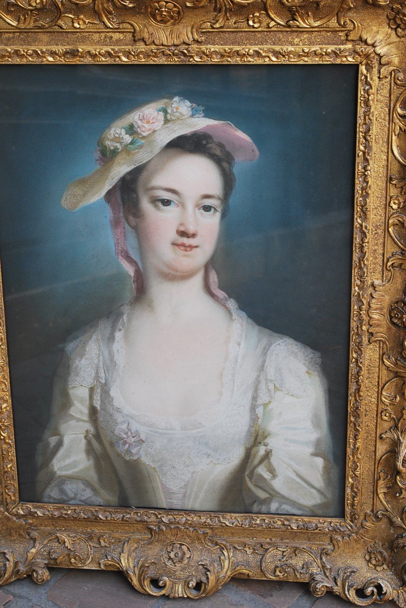 Portrait De Femme , Pastel George Knapton , école Anglaise XVIII-photo-2