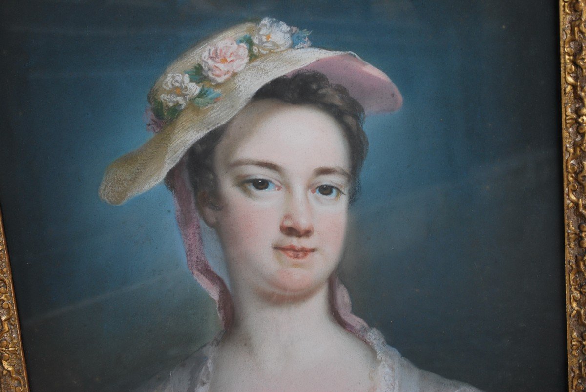 Portrait De Femme , Pastel George Knapton , école Anglaise XVIII-photo-1