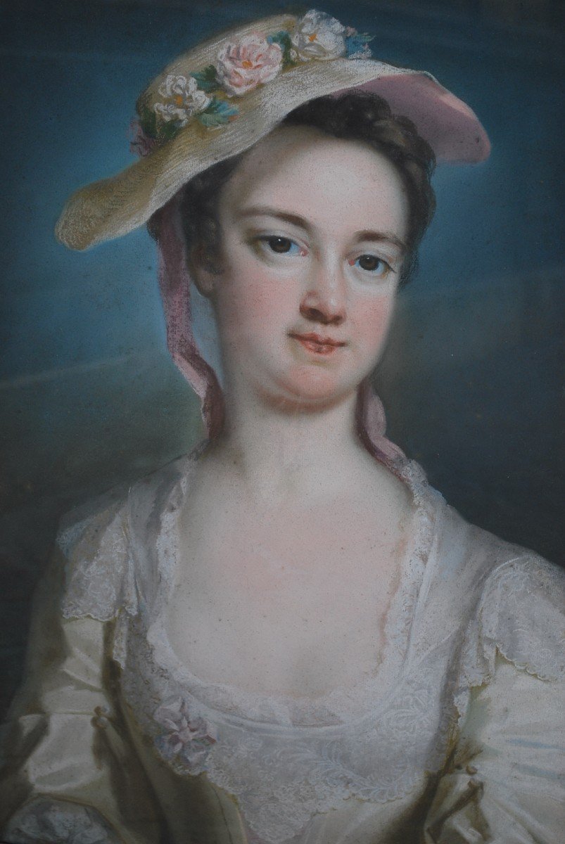 Portrait De Femme , Pastel George Knapton , école Anglaise XVIII-photo-2