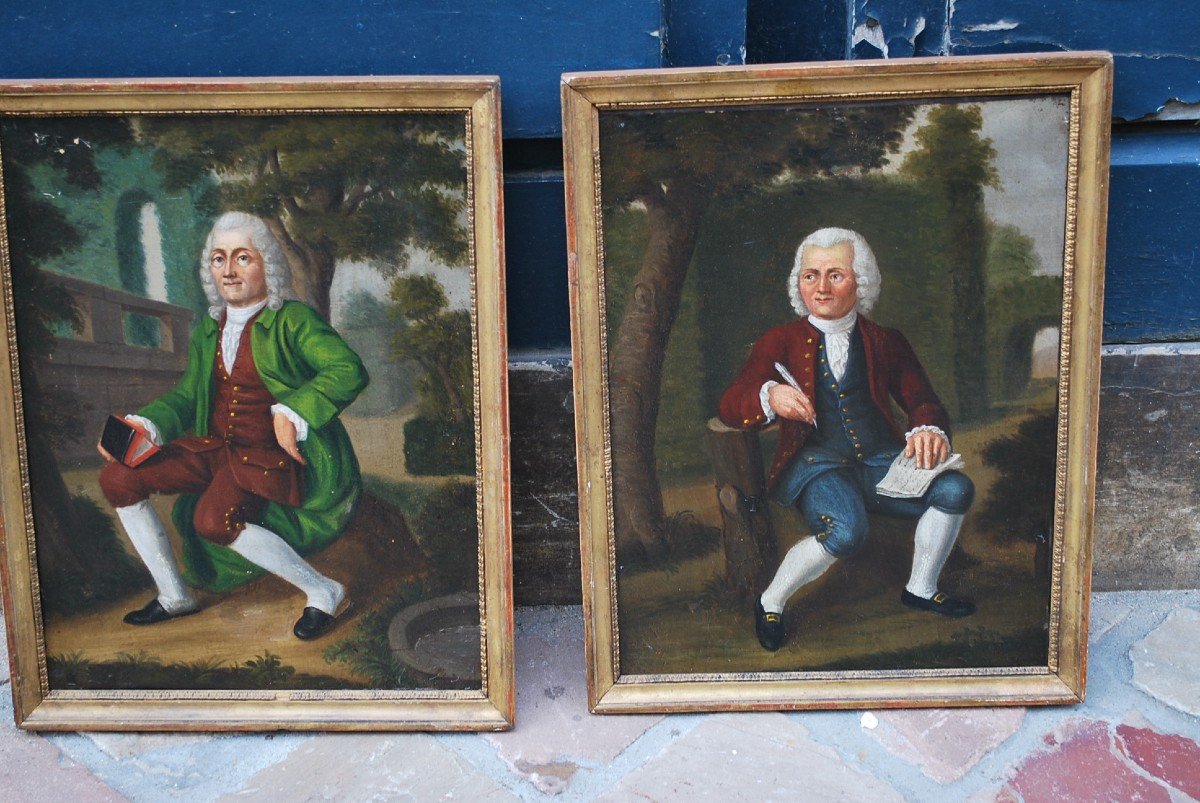 Pair Of Portraits Of Men, England Early 19th Century-photo-4