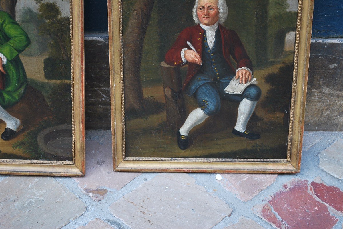 Pair Of Portraits Of Men, England Early 19th Century-photo-5