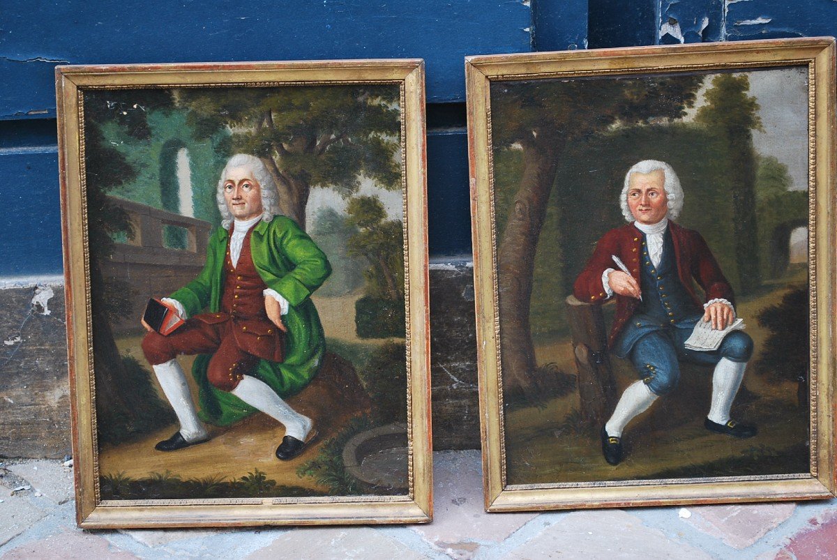 Pair Of Portraits Of Men, England Early 19th Century