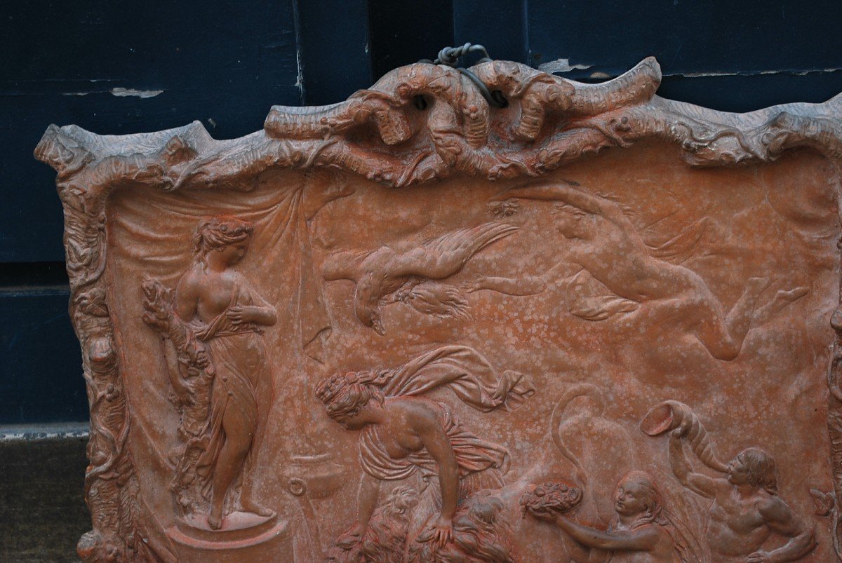 Relief In Terracotta Scene At The Antique Athéna0 Years Old Taste XVIII Signed By Moreau-photo-3