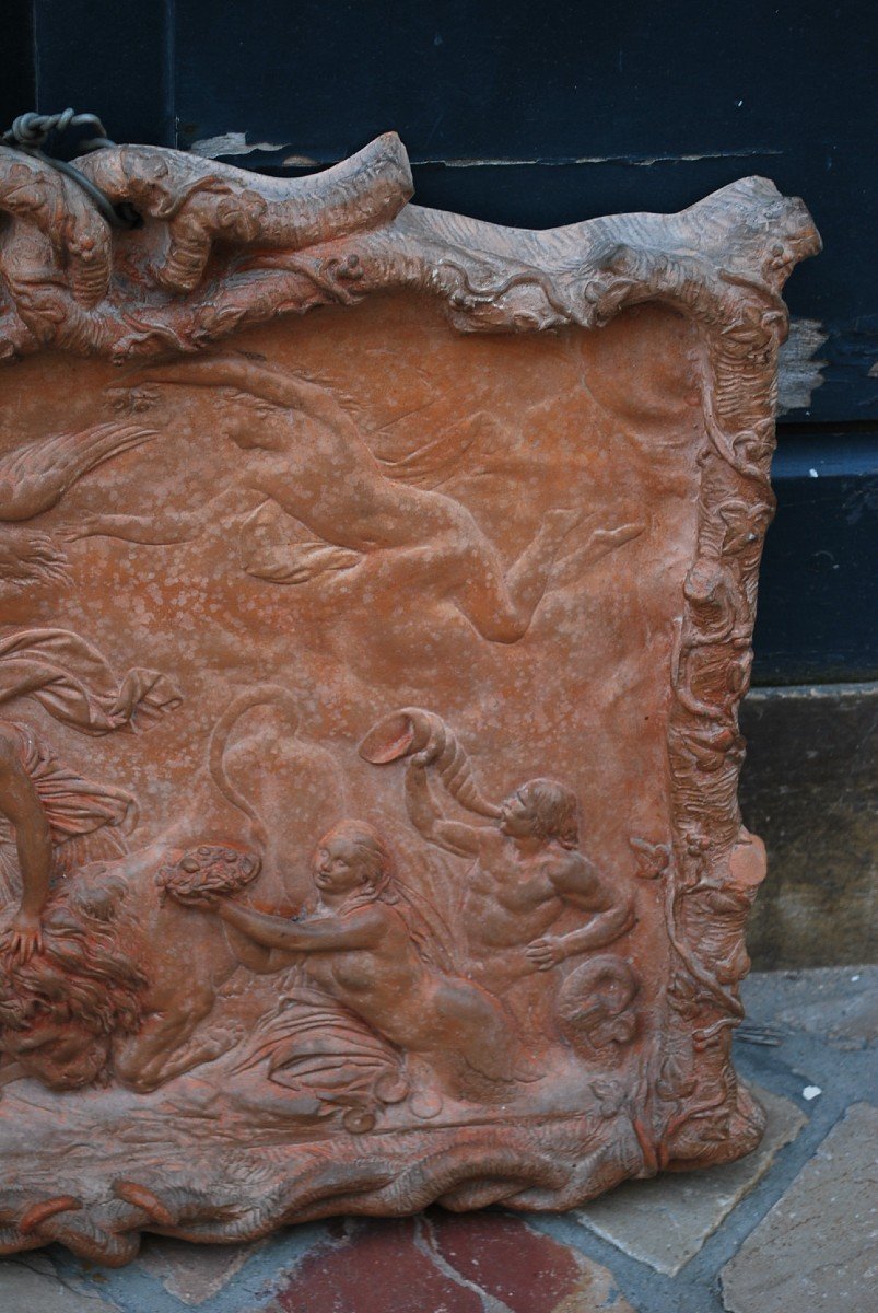 Relief In Terracotta Scene At The Antique Athéna0 Years Old Taste XVIII Signed By Moreau-photo-3