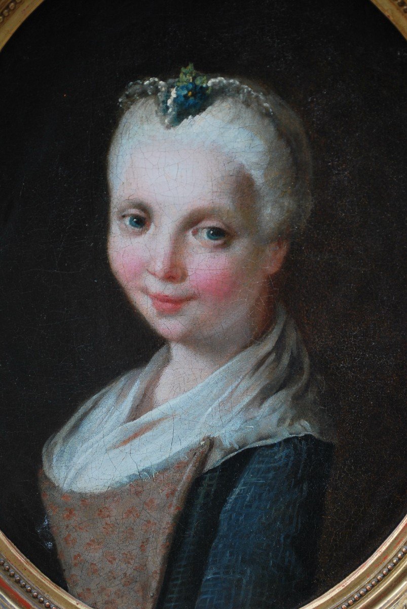 Portrait De Jeune Fille , école Italienne XVIII Suiveur De Pietro Rotari-photo-2