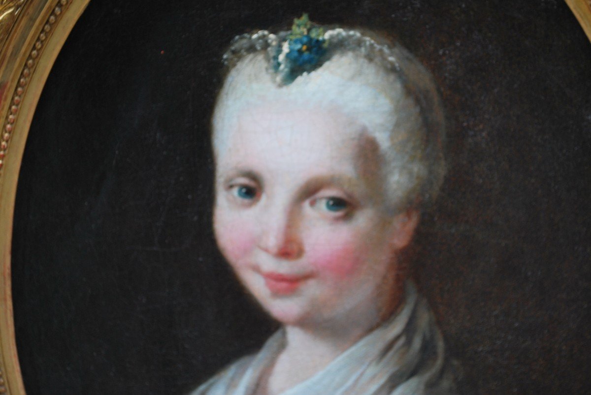 Portrait De Jeune Fille , école Italienne XVIII Suiveur De Pietro Rotari-photo-3