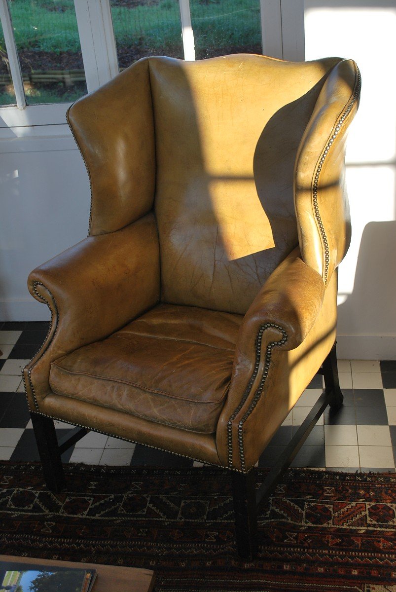 Large Comfortable Wingback Leather Armchair England