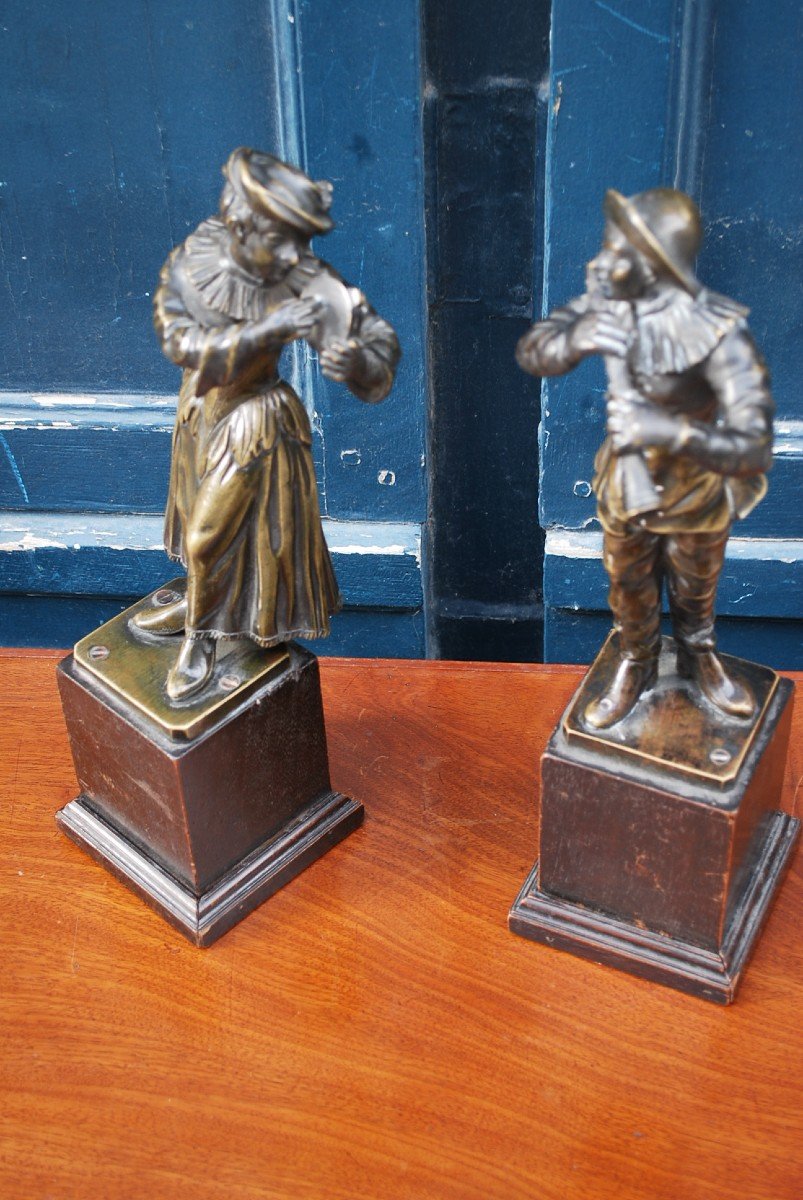 Pair Of Bronze Subjects From The Comedia Del Arte, Late 18th Early 19th Century-photo-7