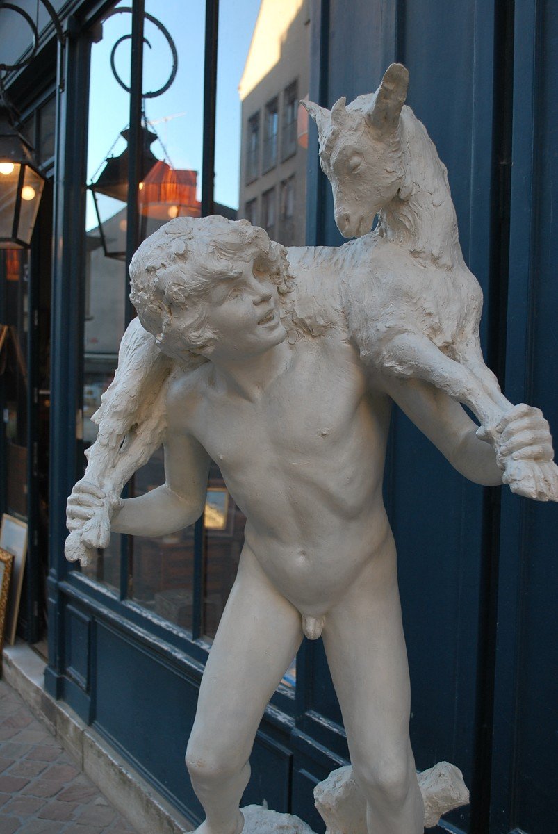 Daphnis , Grande Sculpture En Platre Par Charles Jean Marie Degeorge XIX-photo-3
