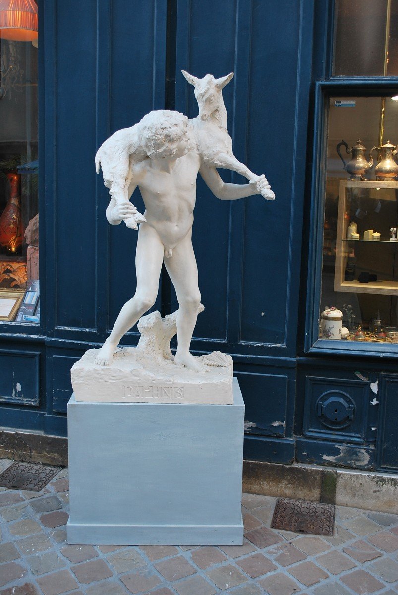 Daphnis , Grande Sculpture En Platre Par Charles Jean Marie Degeorge XIX-photo-4