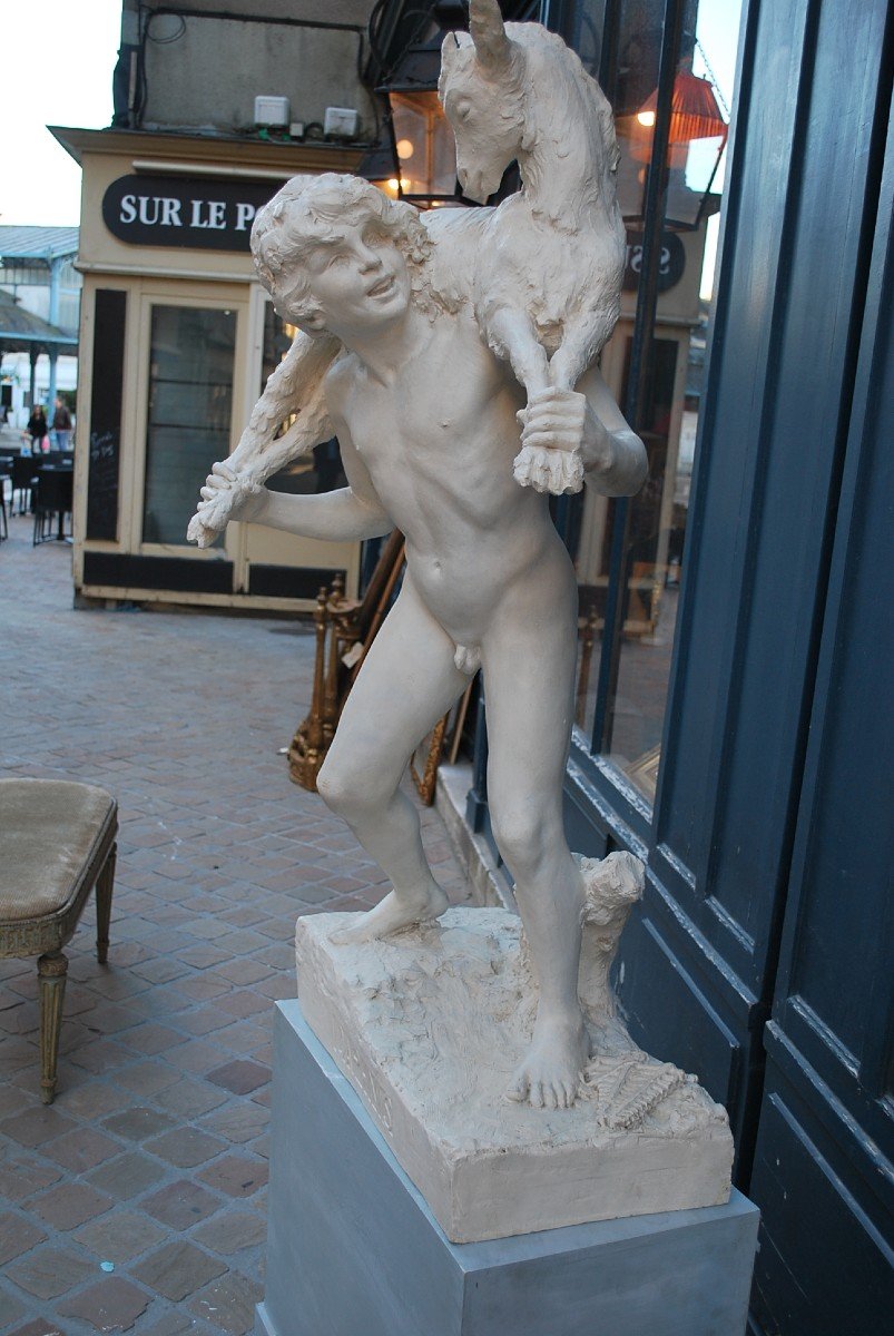 Daphnis , Grande Sculpture En Platre Par Charles Jean Marie Degeorge XIX-photo-8
