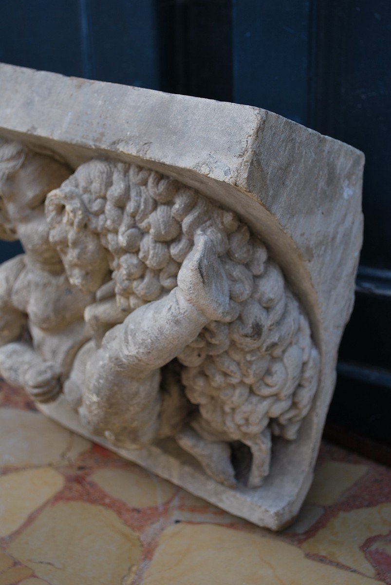 High Relief In Stone, Putto And Sheep XIX-photo-1